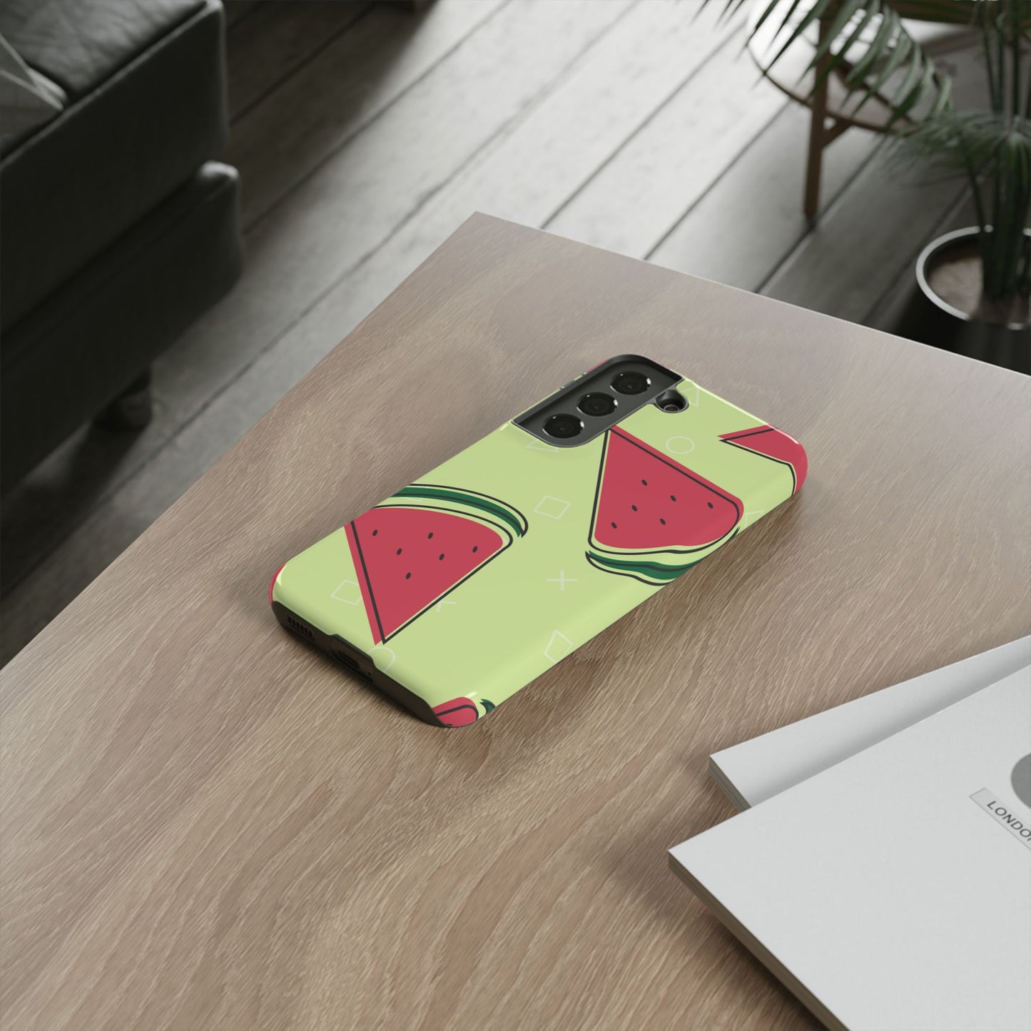 Watermelon Slice Samsung Galaxy Case – Fresh & Fun Design with Retro Geometric Pattern