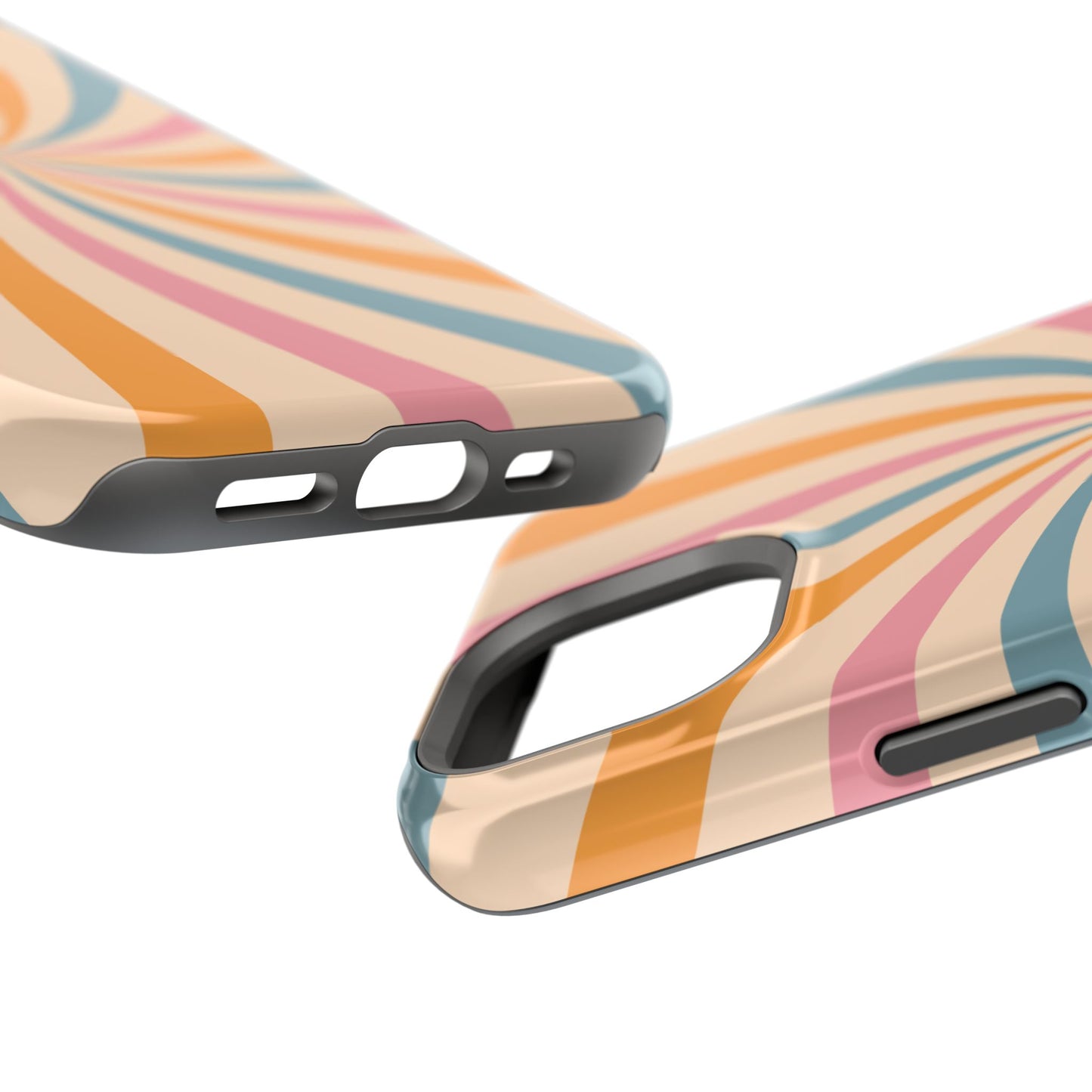 Retro Swirl Pattern MagSafe iPhone Case – Bold 70s Vibe in Pink, Orange, and Orange