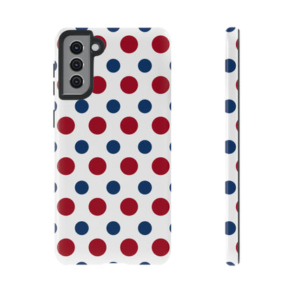 Patriotic Navy, White, and Red Polka Dot Samsung Galaxy Case