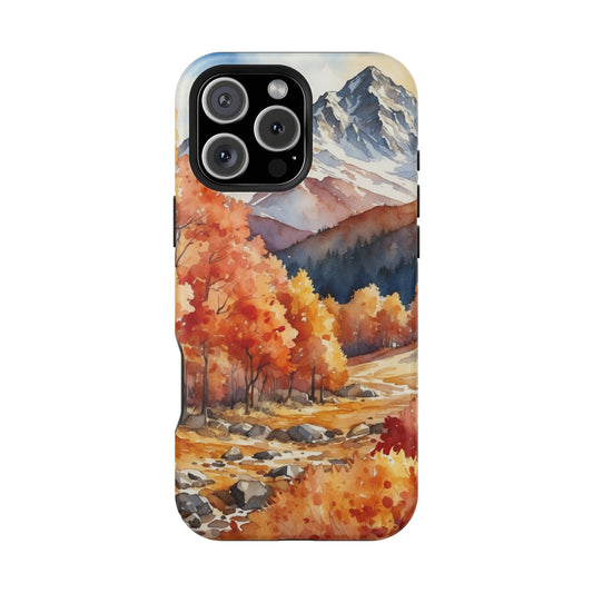 Watercolor Autumn Forest and Mountains - MagSafe iPhone Case