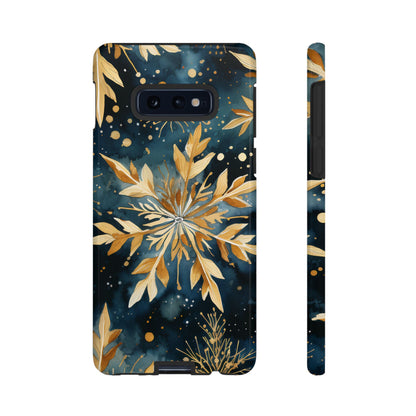 Gold Floral Snowflakes on Midnight Blue - Samsung Galaxy Series Case