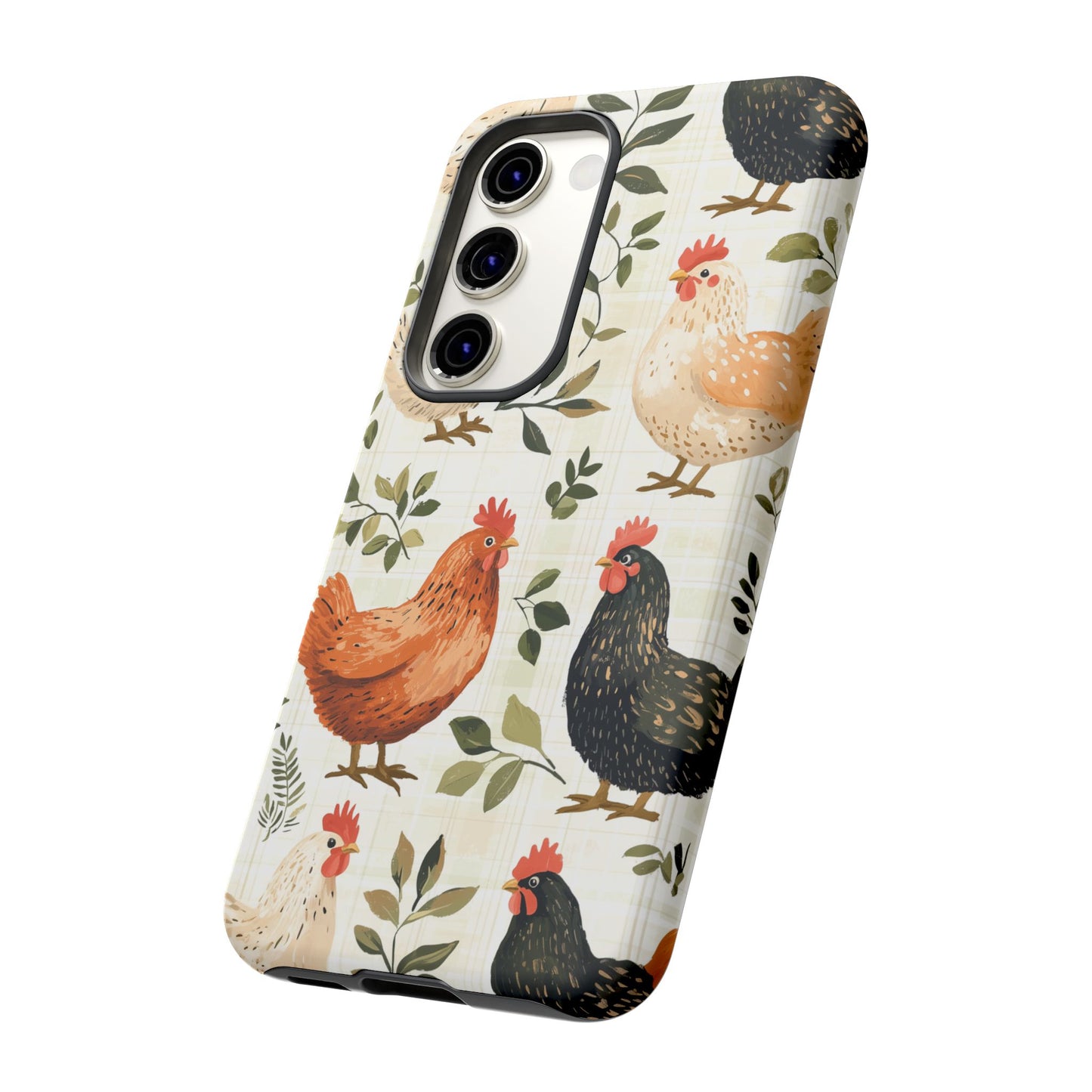 Samsung Galaxy Case: Vintage Chicken Farmhouse Case – Rustic Leaves Design