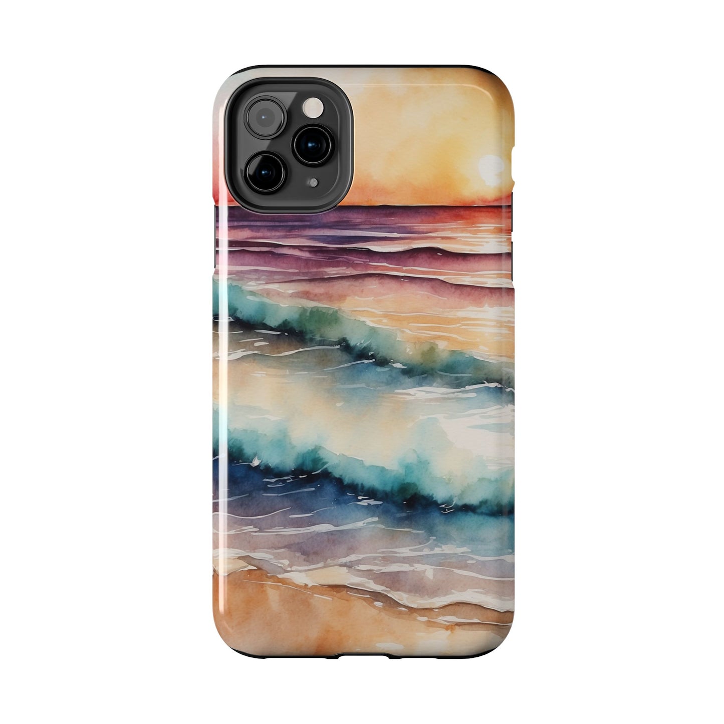 Sunset Waves iPhone Case – Vibrant Watercolor Design