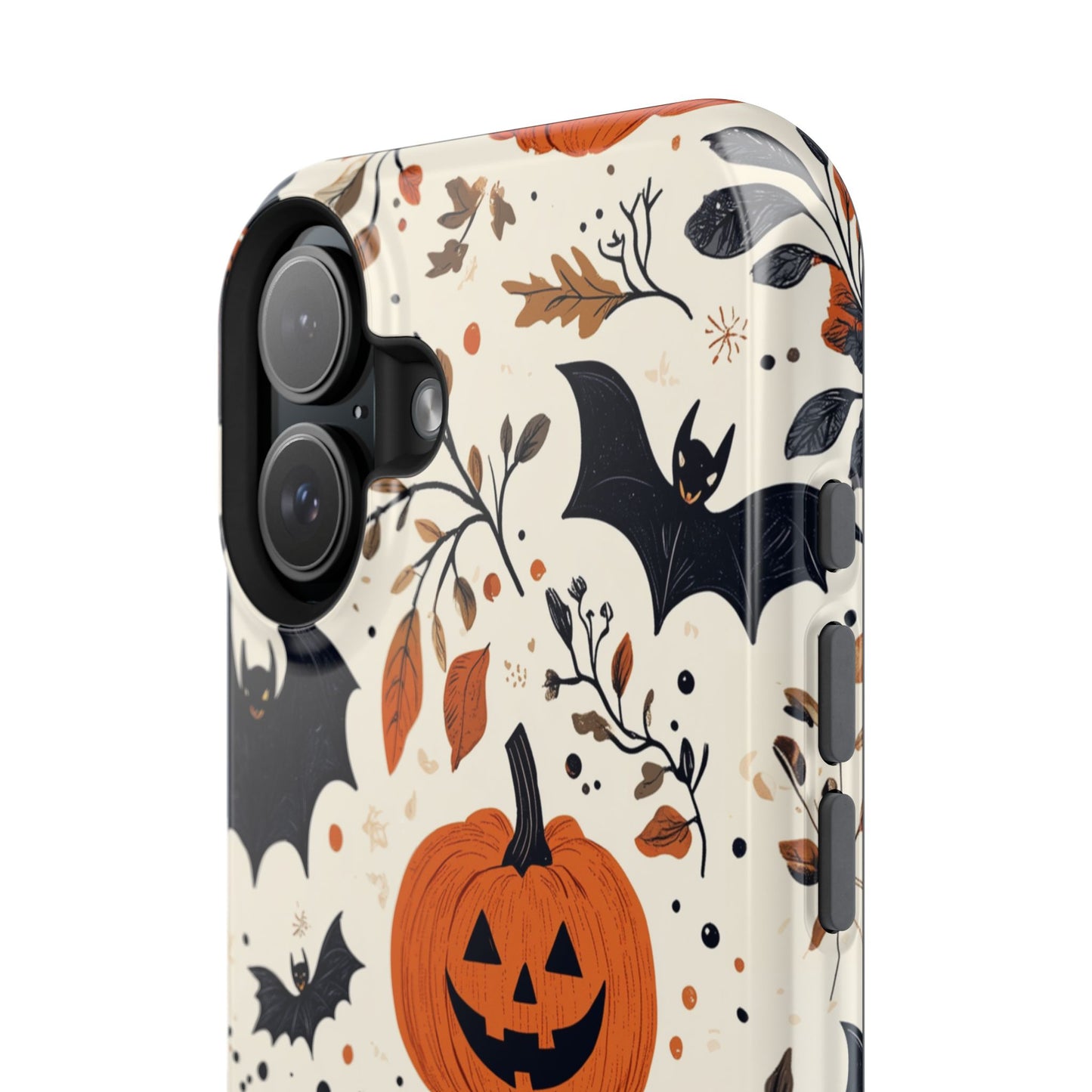 Charming Halloween MagSafe iPhone Case – Pumpkin, Bats, and Spooky Lantern Design