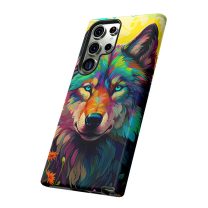 Rainbow Wolf in Bloom – Samsung Galaxy Case with Vivid Nature Design