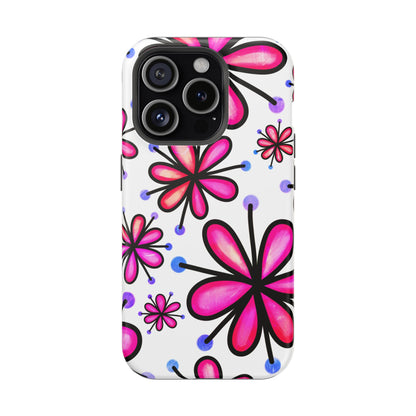 Pink Retro Bloom MagSafe iPhone Case – Ultra-Slim Design, Glossy Finish