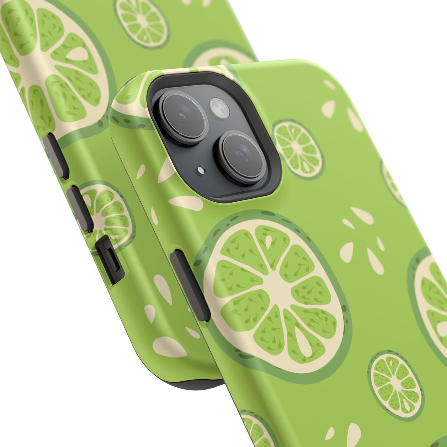 Zesty Lime Splash Tough MagSafe iPhone Case – Fresh Citrus Design, Dual-Layer Protection