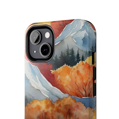 Autumn Mountain Forest Watercolor - iPhone Case