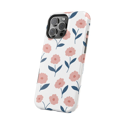 Playful Pink Floral Tough MagSafe  iPhone Case – Soft Pastel Design, Slim & Shockproof