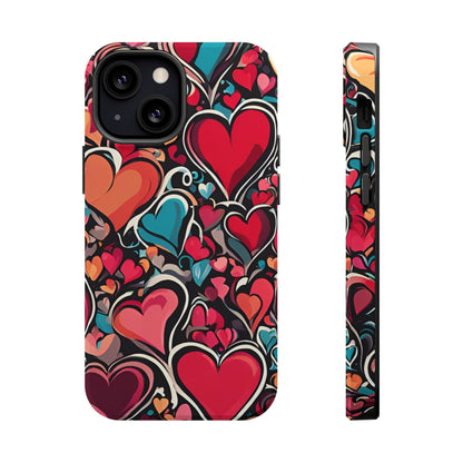 Vibrant Multicolor Heart Art – MagSafe-Compatible iPhone Case