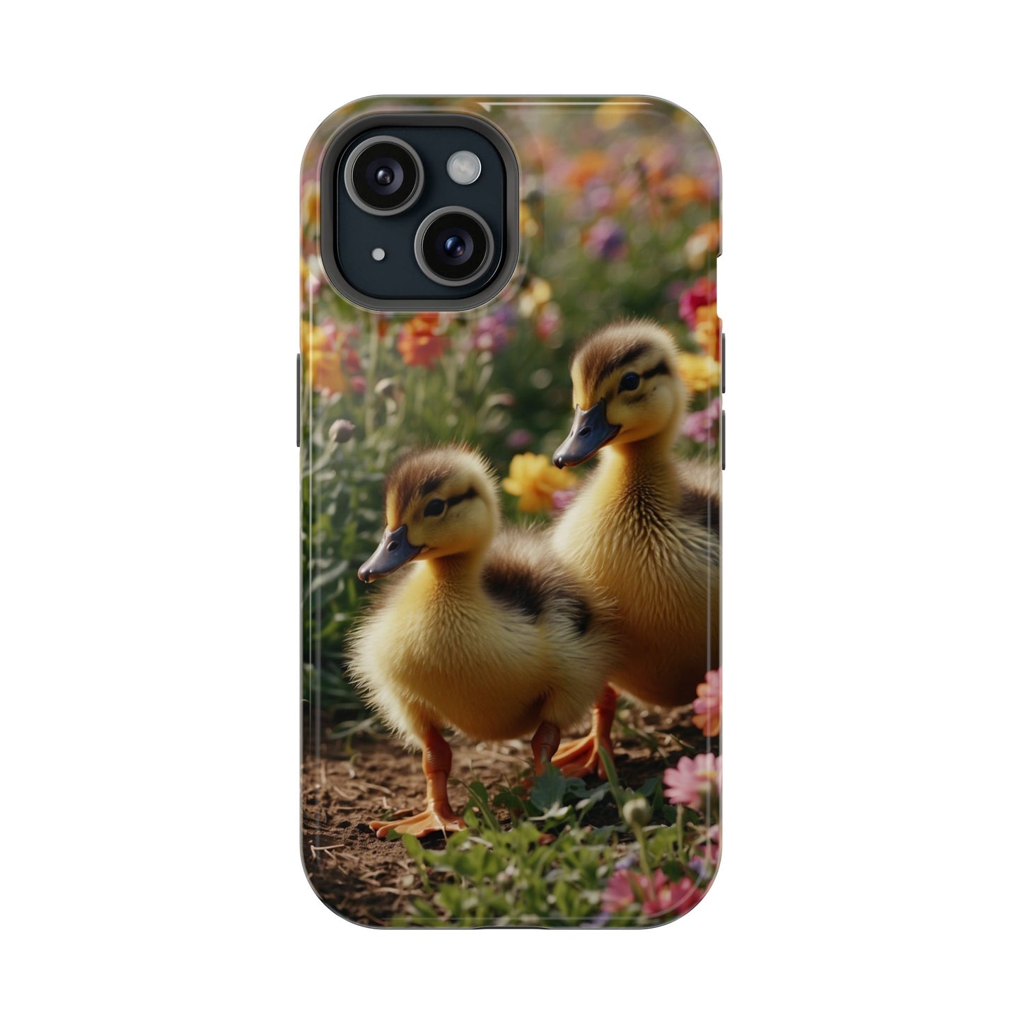 Charming Ducklings in Floral Garden - MagSafe iPhone Case