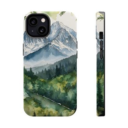 Watercolor Alpine Mountainscape - MagSafe iPhone Case