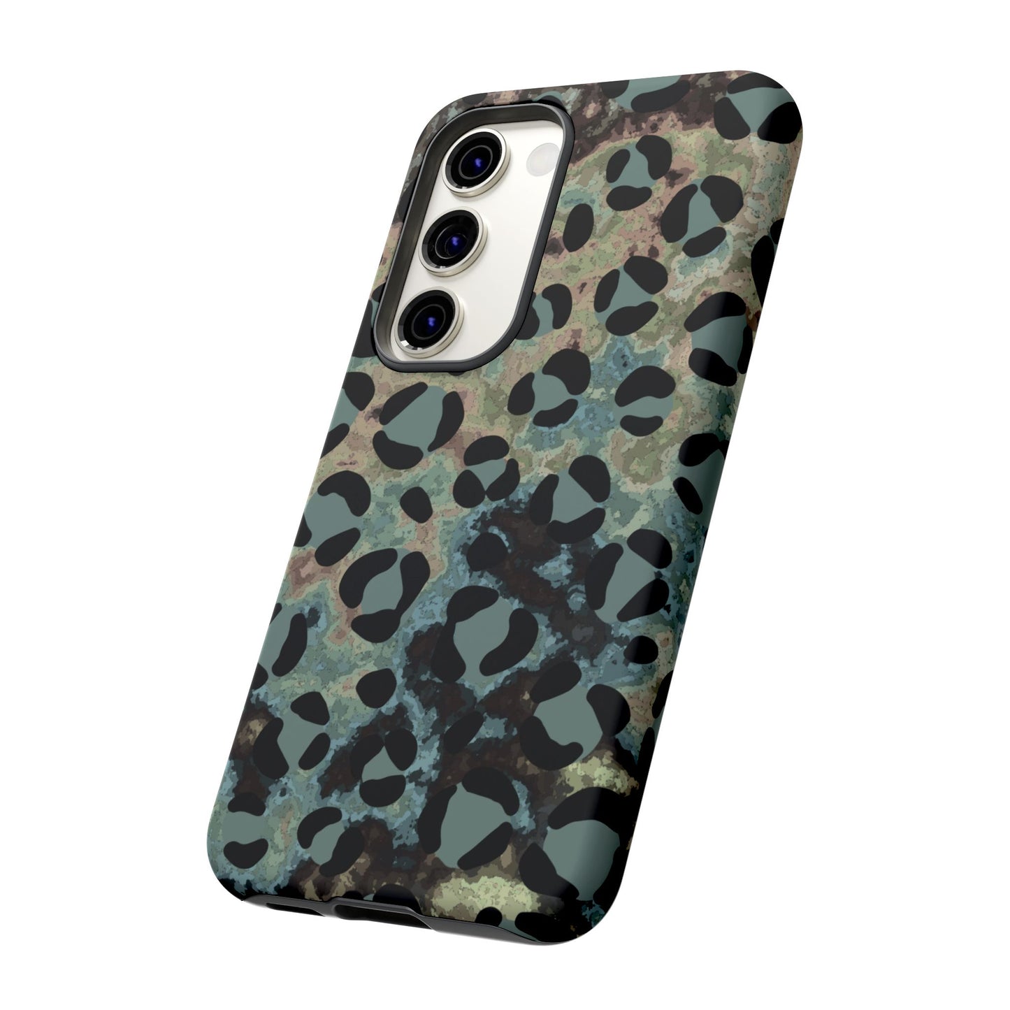 Moody Watercolor Leopard Print Tough Samsung Galaxy Case – Earthy Abstract Pattern with Dual-Layer Protection