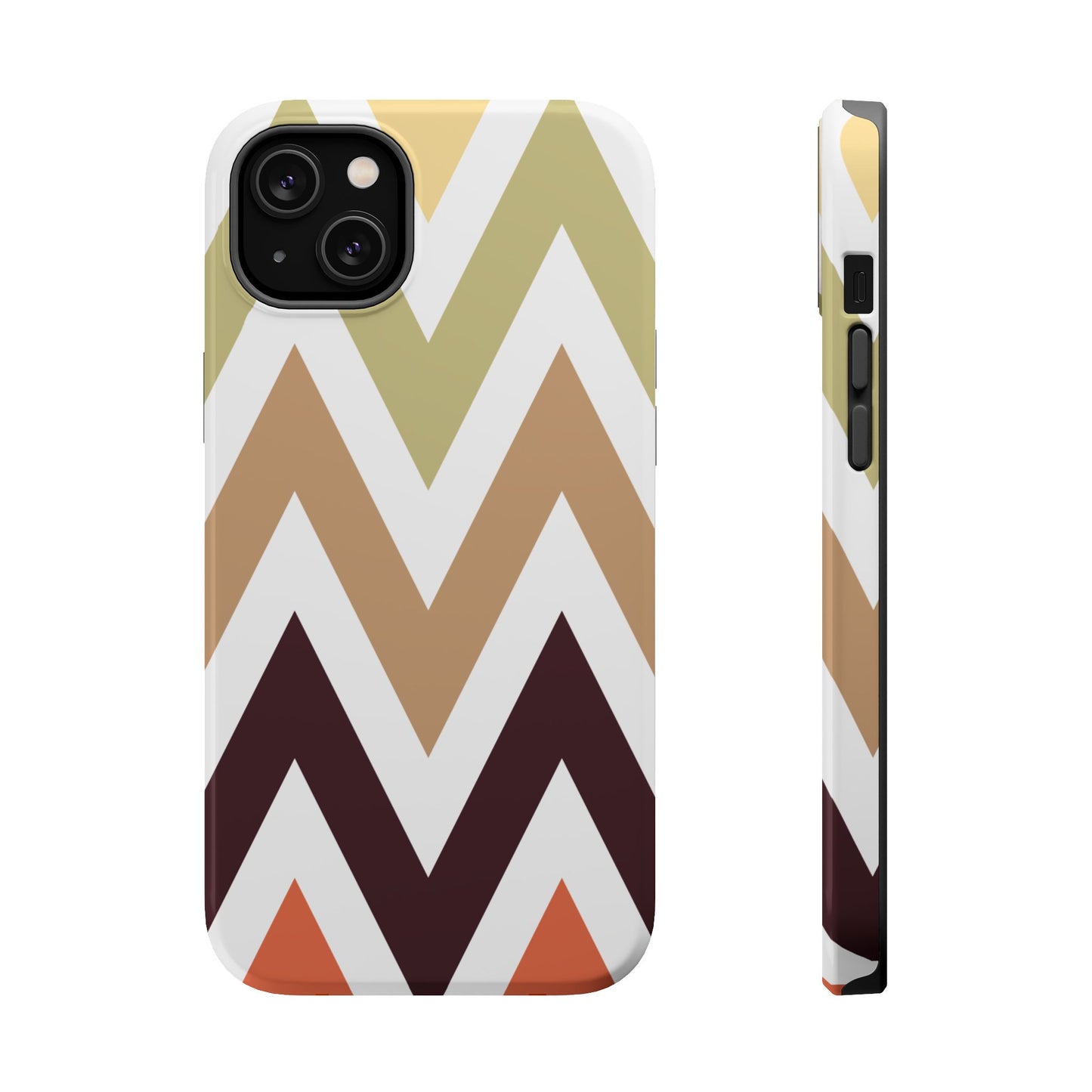 Earthy Chevron MagSafe iPhone Case – Boho-Inspired Design with Dual-Layer Protection