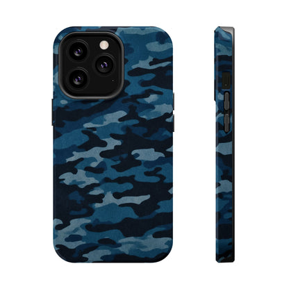 Dark Blue Camouflage – MagSafe iPhone Case with Modern Rugged Style