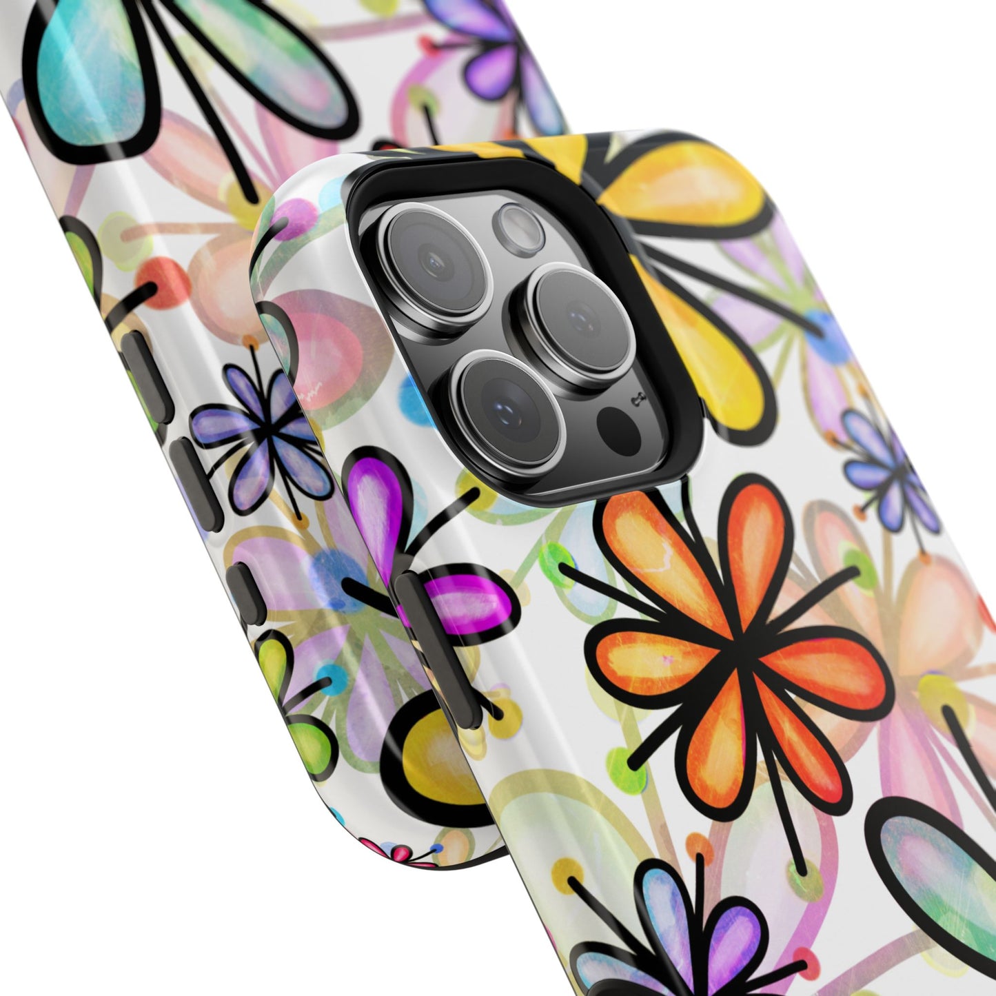 Retro Floral Pop MagSafe iPhone Case – Ultra-Slim Design, High-Gloss Finish