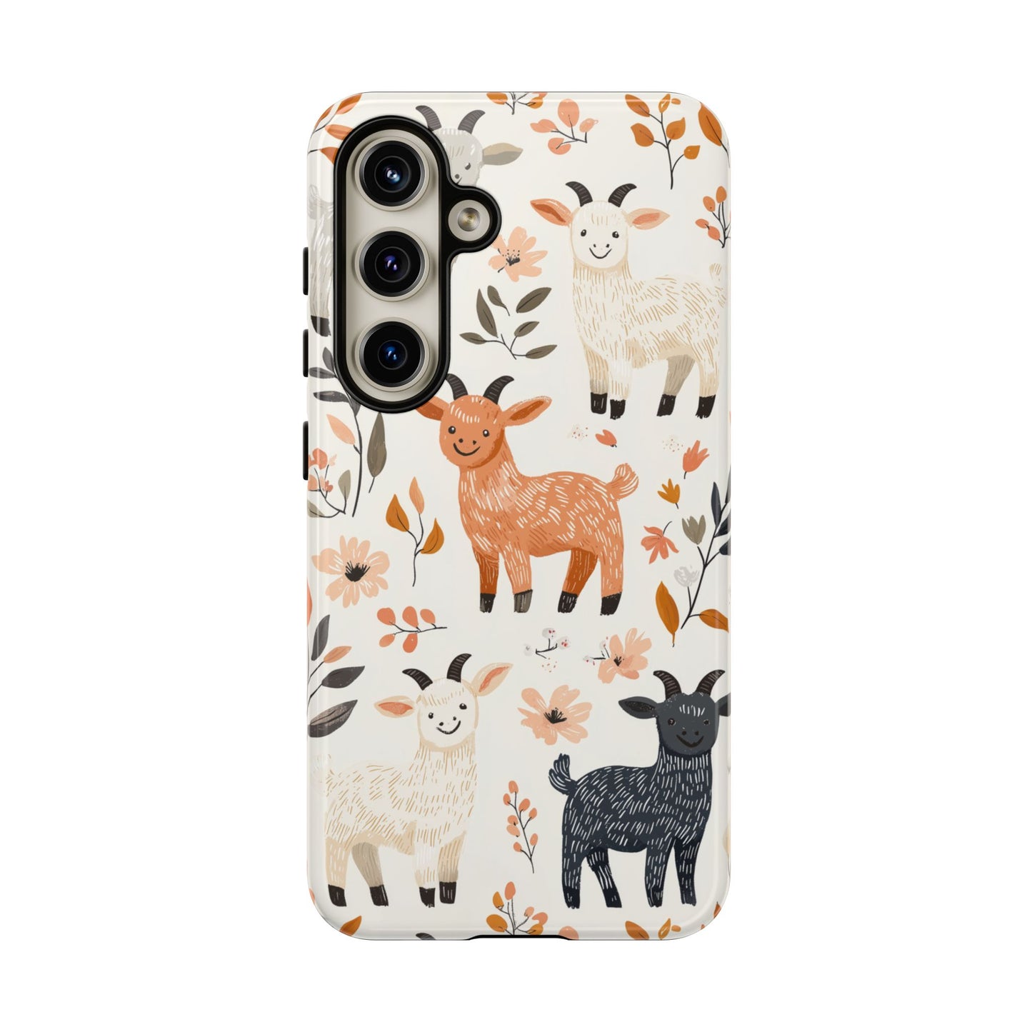 Samsung Galaxy Case: Smiley Goats & Dried Flowers – Vintage Charm