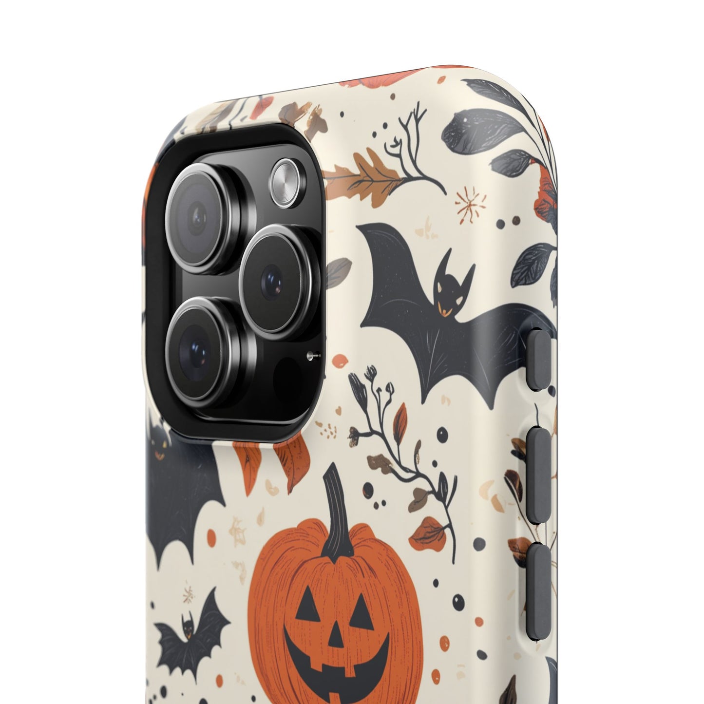 Charming Halloween MagSafe iPhone Case – Pumpkin, Bats, and Spooky Lantern Design