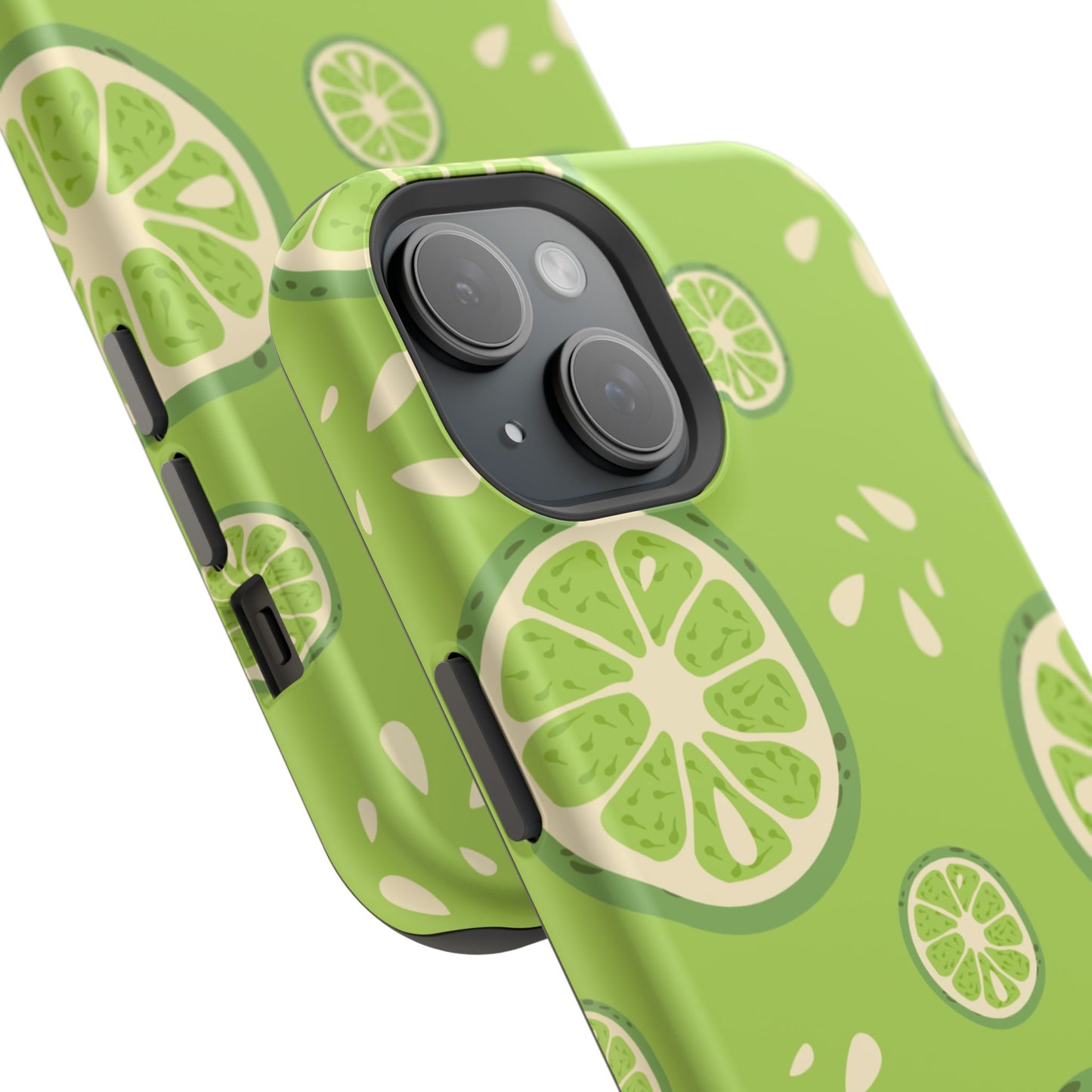 Zesty Lime Splash Tough MagSafe iPhone Case – Fresh Citrus Design, Dual-Layer Protection