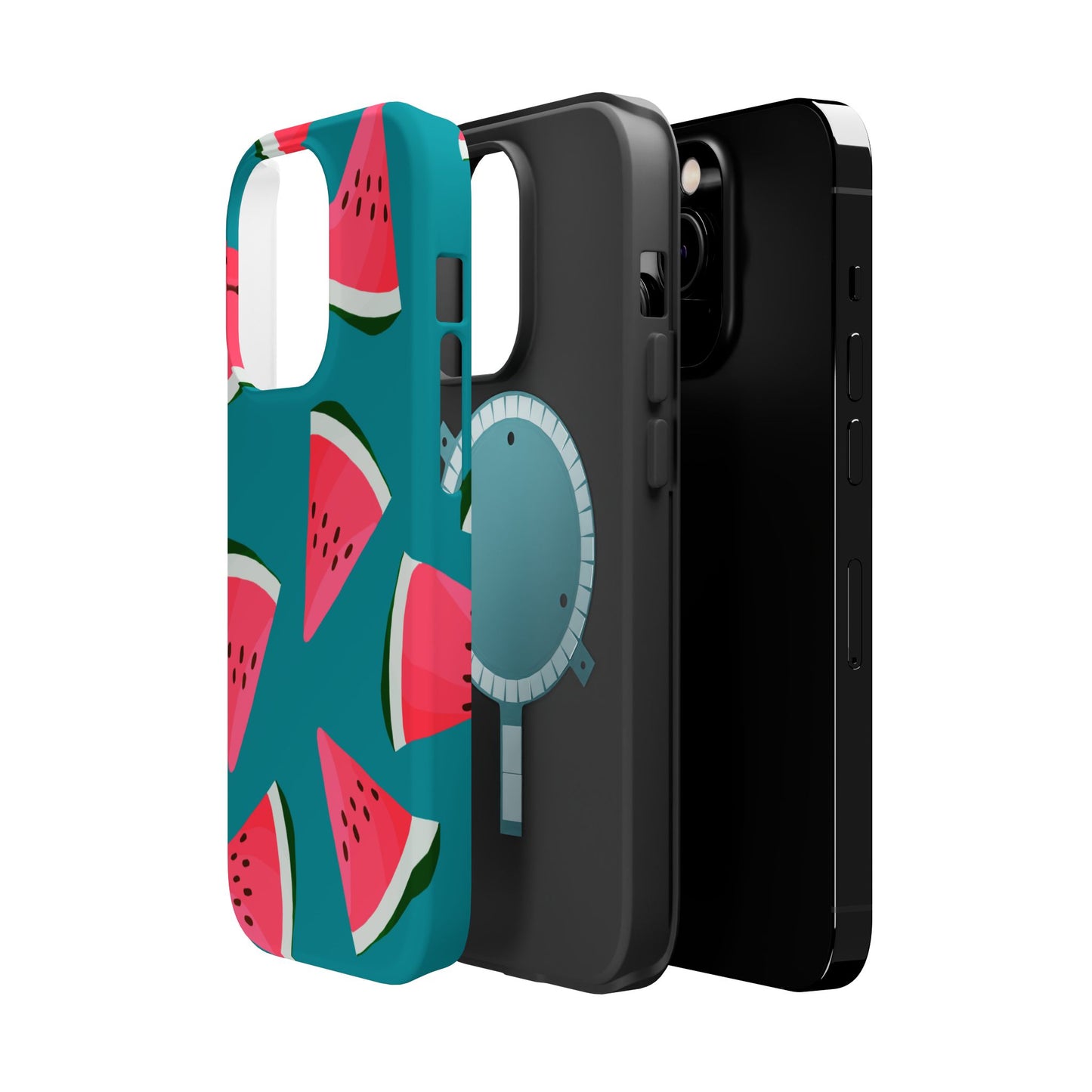 Watermelon Bliss MagSafe iPhone Case – Vibrant Summer Fruit Design on Teal Background