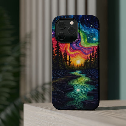 Celestial Nightscape MagSafe iPhone Case – Vibrant River and Starry Sky Design