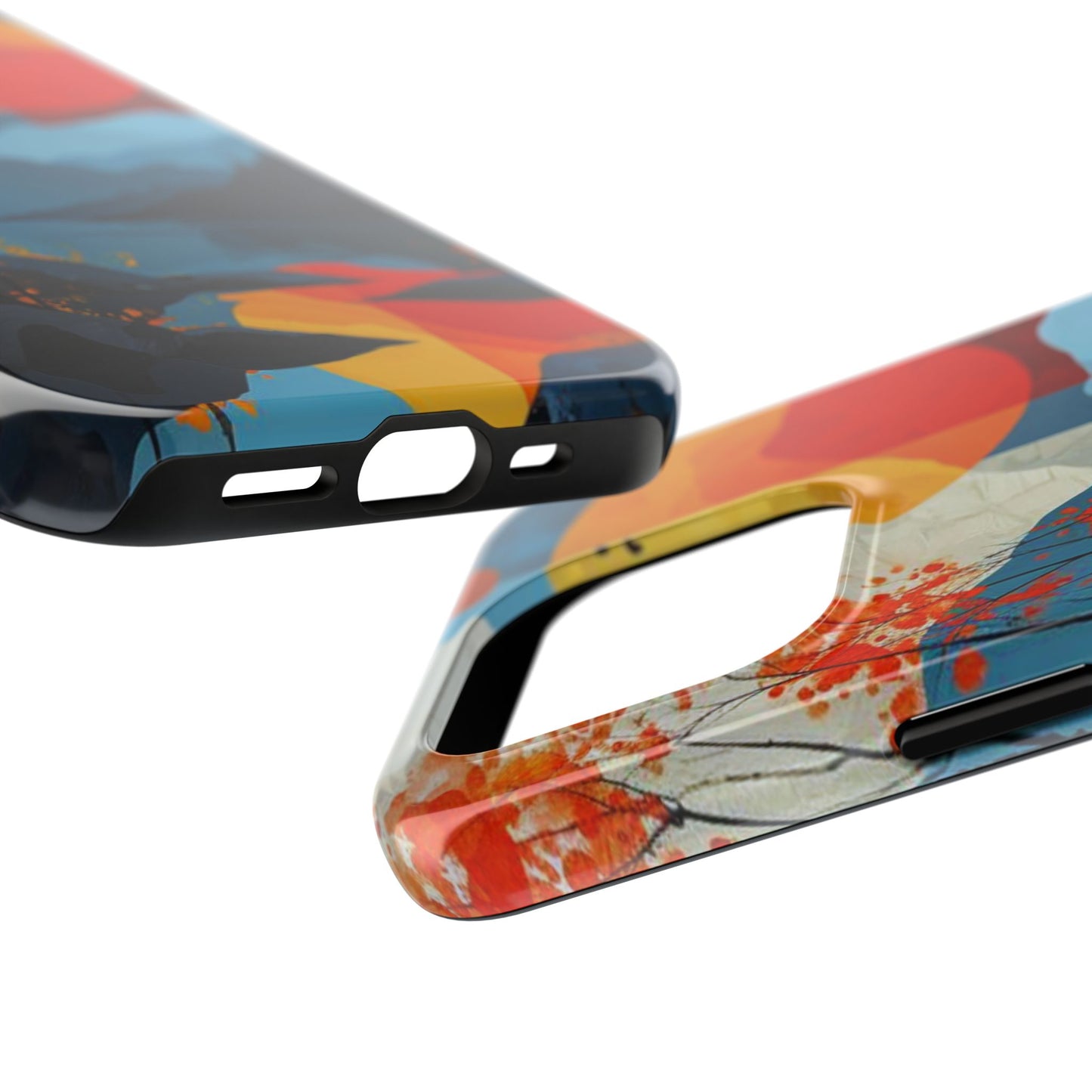 Abstract Autumn Landscape iPhone Case – Bold Colorful Sunset Design, Dual - Layer Protection - BOGO Cases