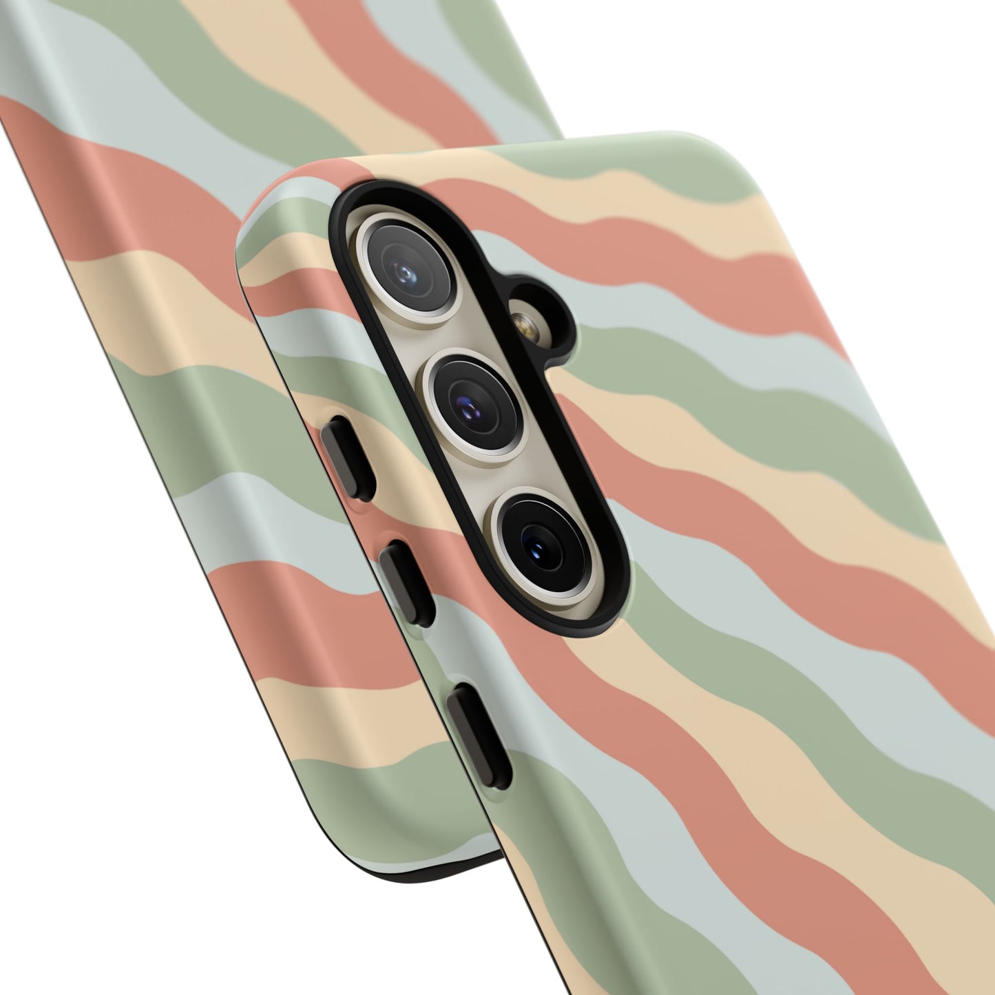 Earthy Retro Waves Samsung Galaxy Case – 70s-Inspired Wavy Stripes in Soft Green, Cream, and Rust