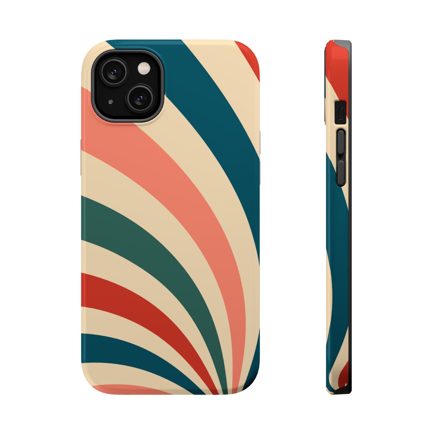 Retro Sunburst Swirl MagSafe iPhone Case – Dual-Layer Protection with Bold 70s Vibes