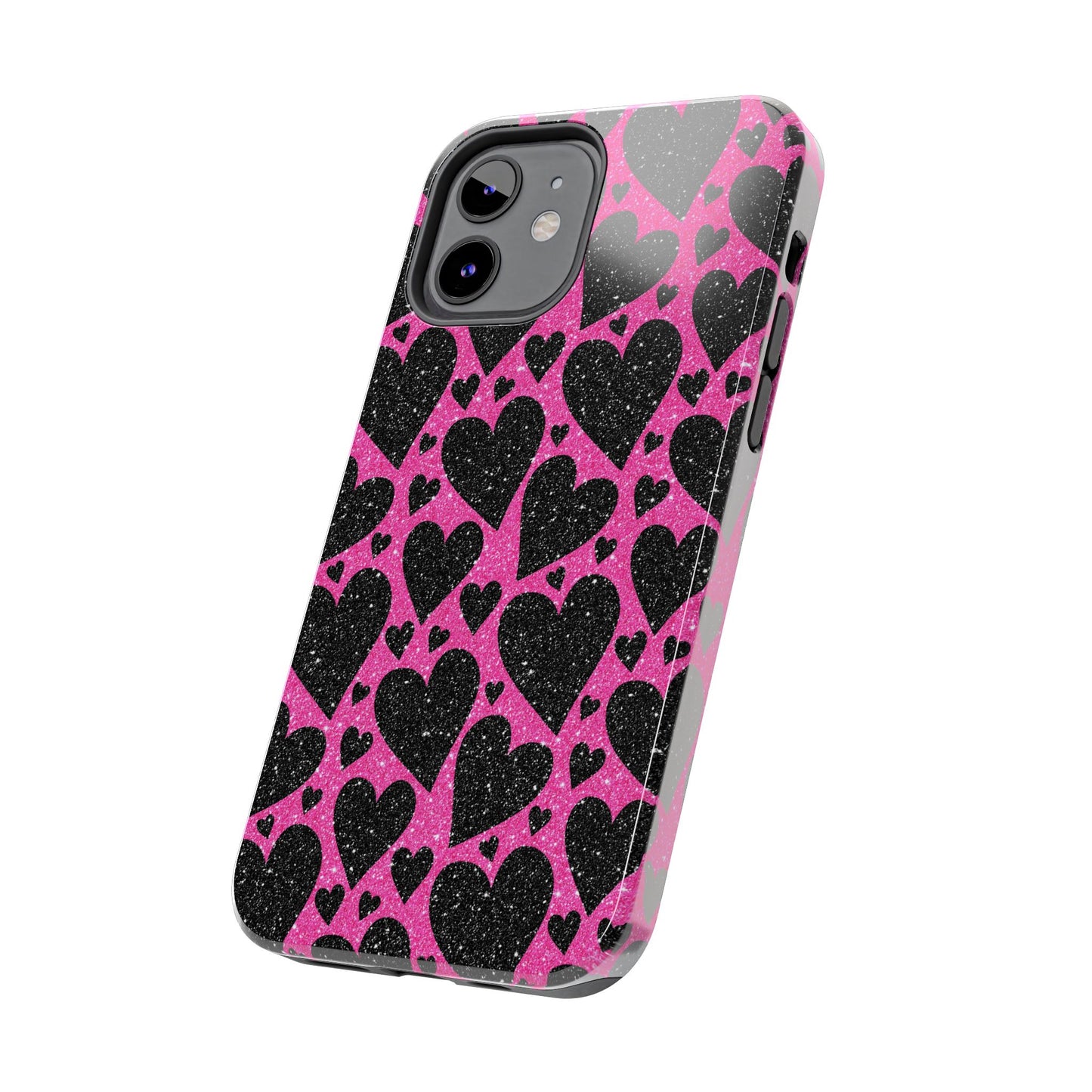 Pink Glitter Hearts iPhone Case