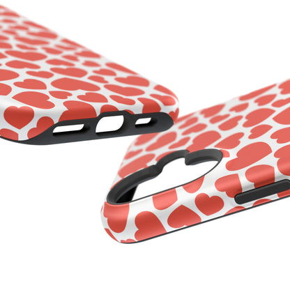 Playful White Hearts on Red MagSafe Case