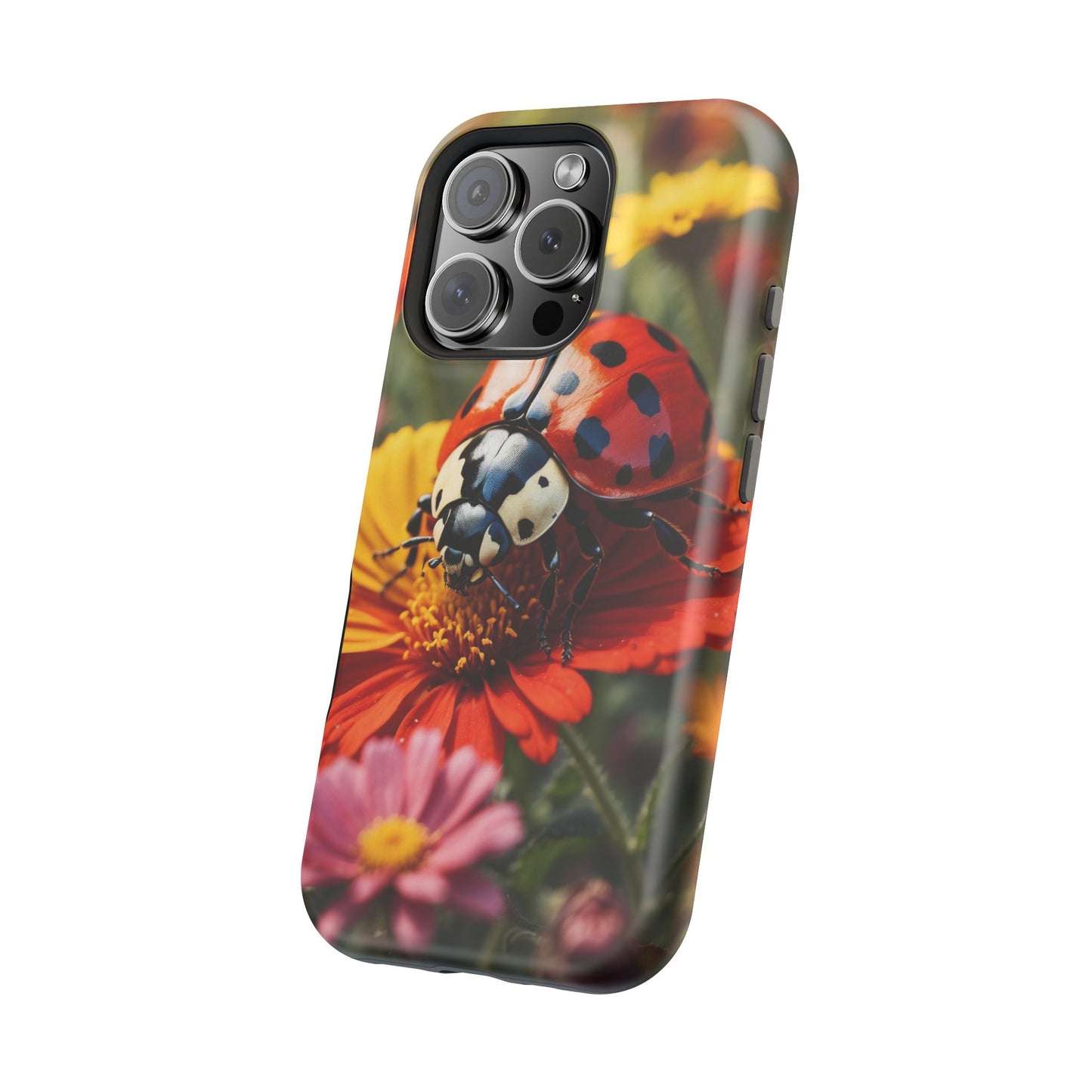 Ladybug on Orange Daisy - MagSafe iPhone Case