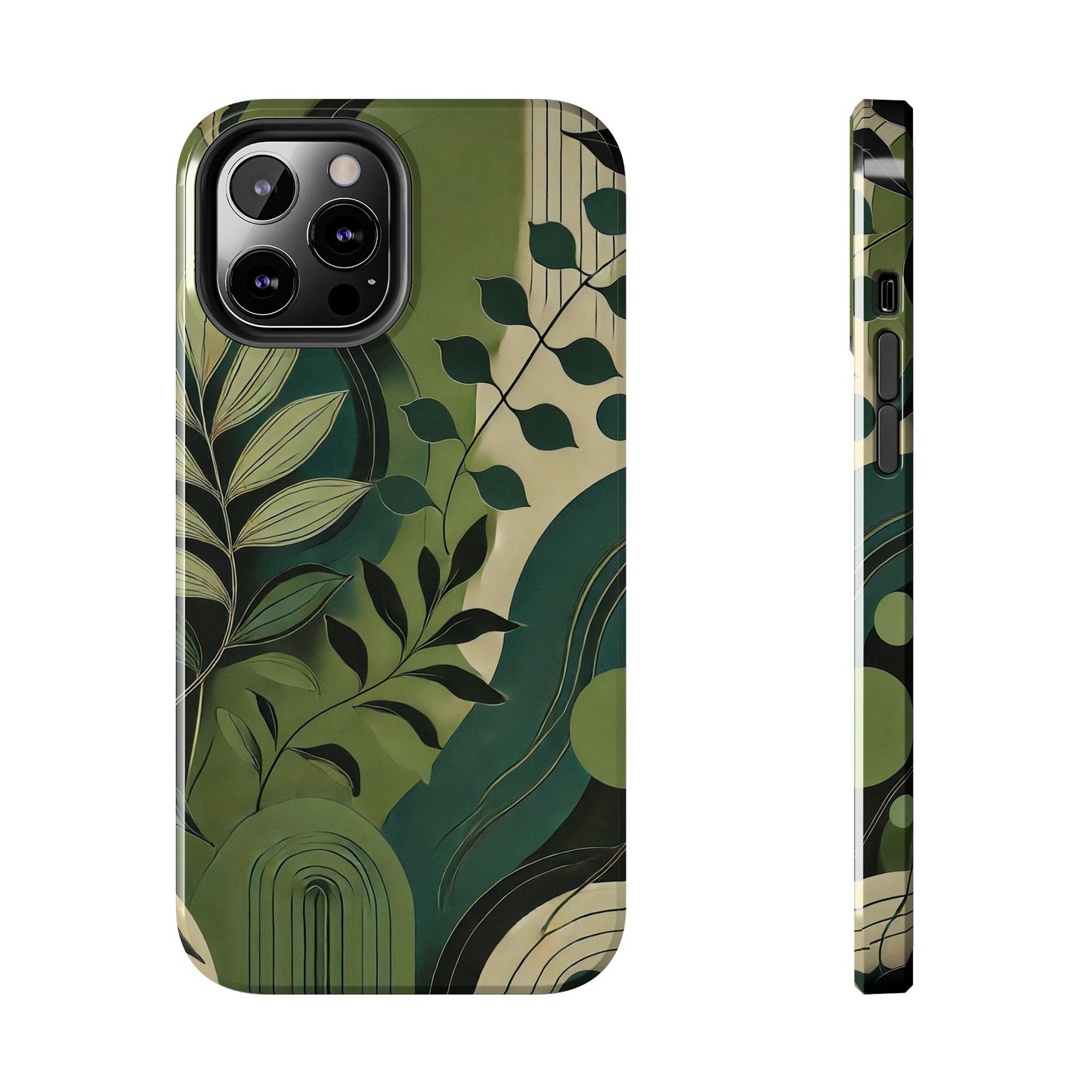 Abstract Green Leaves iPhone Case - Nature-Inspired Protective Cover