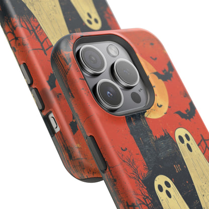 Haunted House & Ghosts MagSafe iPhone Case – Spooky Halloween Full Moon Design