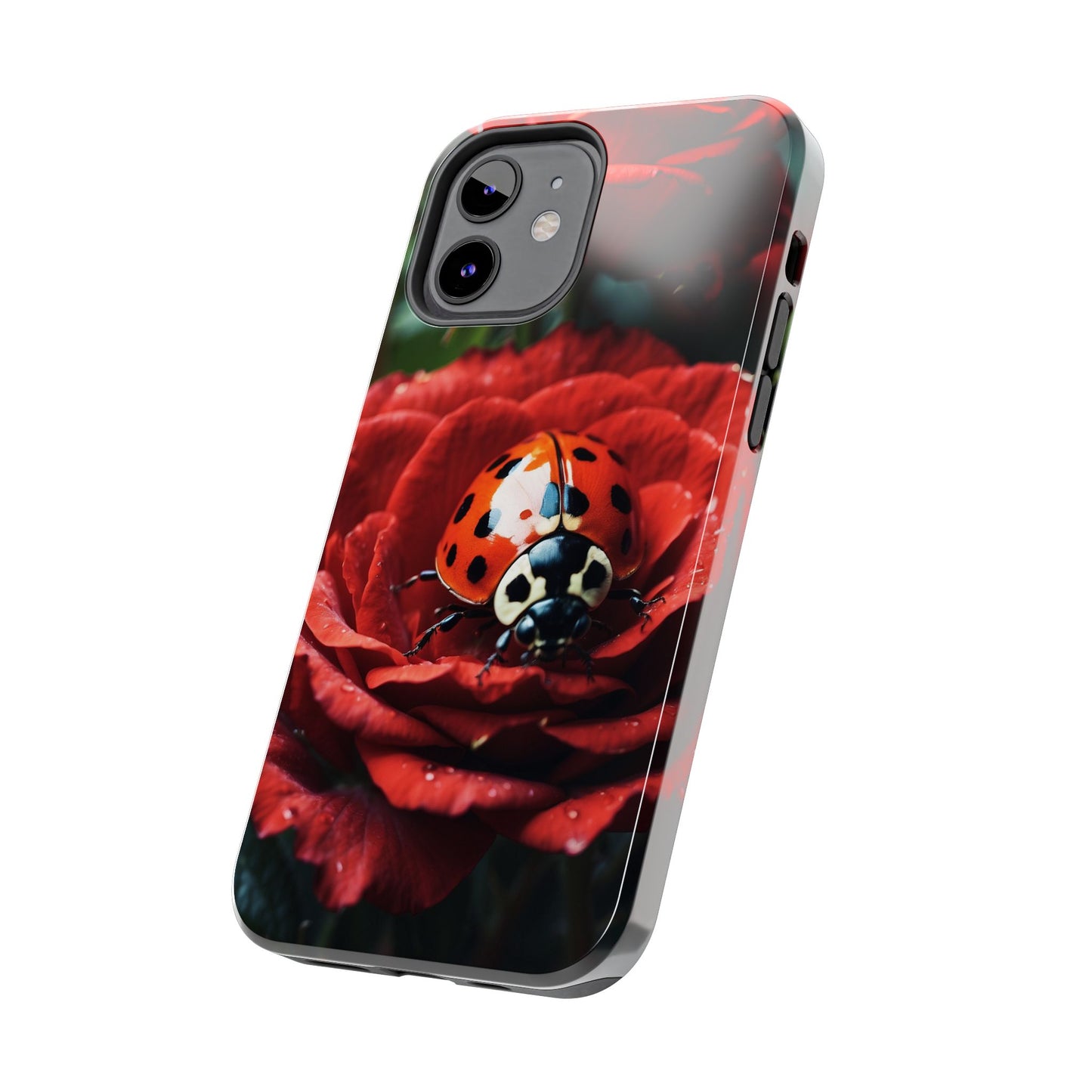 Elegant Rose & Ladybug Charm - iPhone Series Case