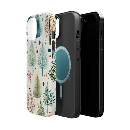 Watercolor Winter Trees MagSafe iPhone Case – Nature-Inspired, Holiday Theme Protective Cover