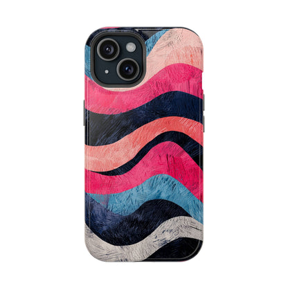 Abstract Wave Pattern MagSafe iPhone Case – Shockproof, Matte Finish, Dual-Layer Protection