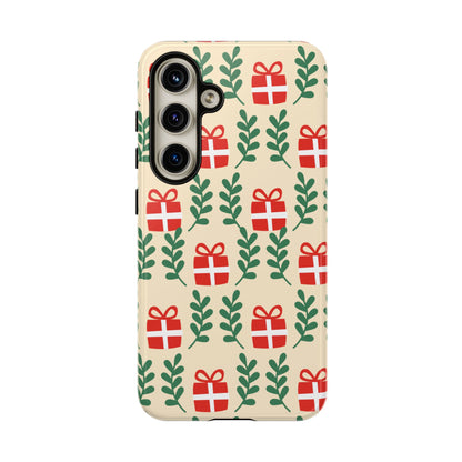 Samsung Galaxy Case: Holiday Cheer – Red Gifts & Green Leaves