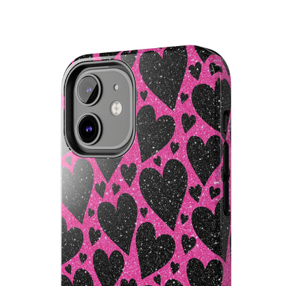 Pink Glitter Hearts iPhone Case