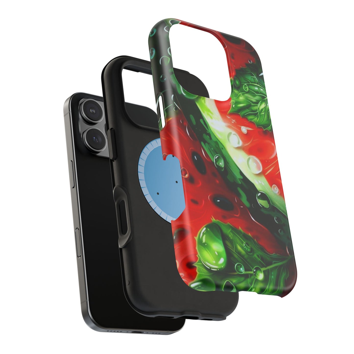 Juicy Watermelon & Mint MasSafe iPhone Case – Tough Dual-Layer, Vibrant Summer Design