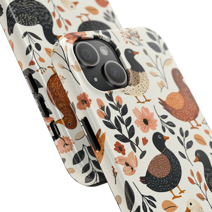 Farm Duck & Flowers iPhone Case – Vintage Floral Design