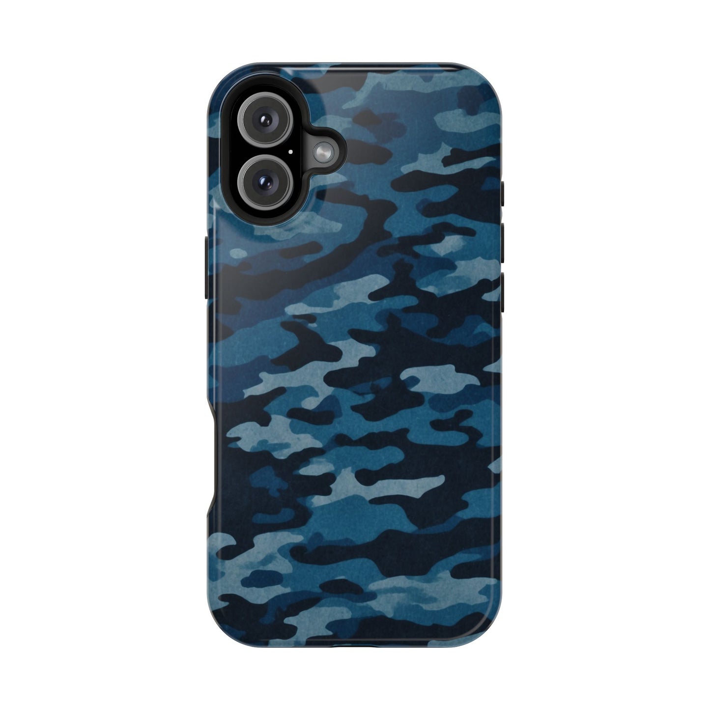 Dark Blue Camouflage – MagSafe iPhone Case with Modern Rugged Style