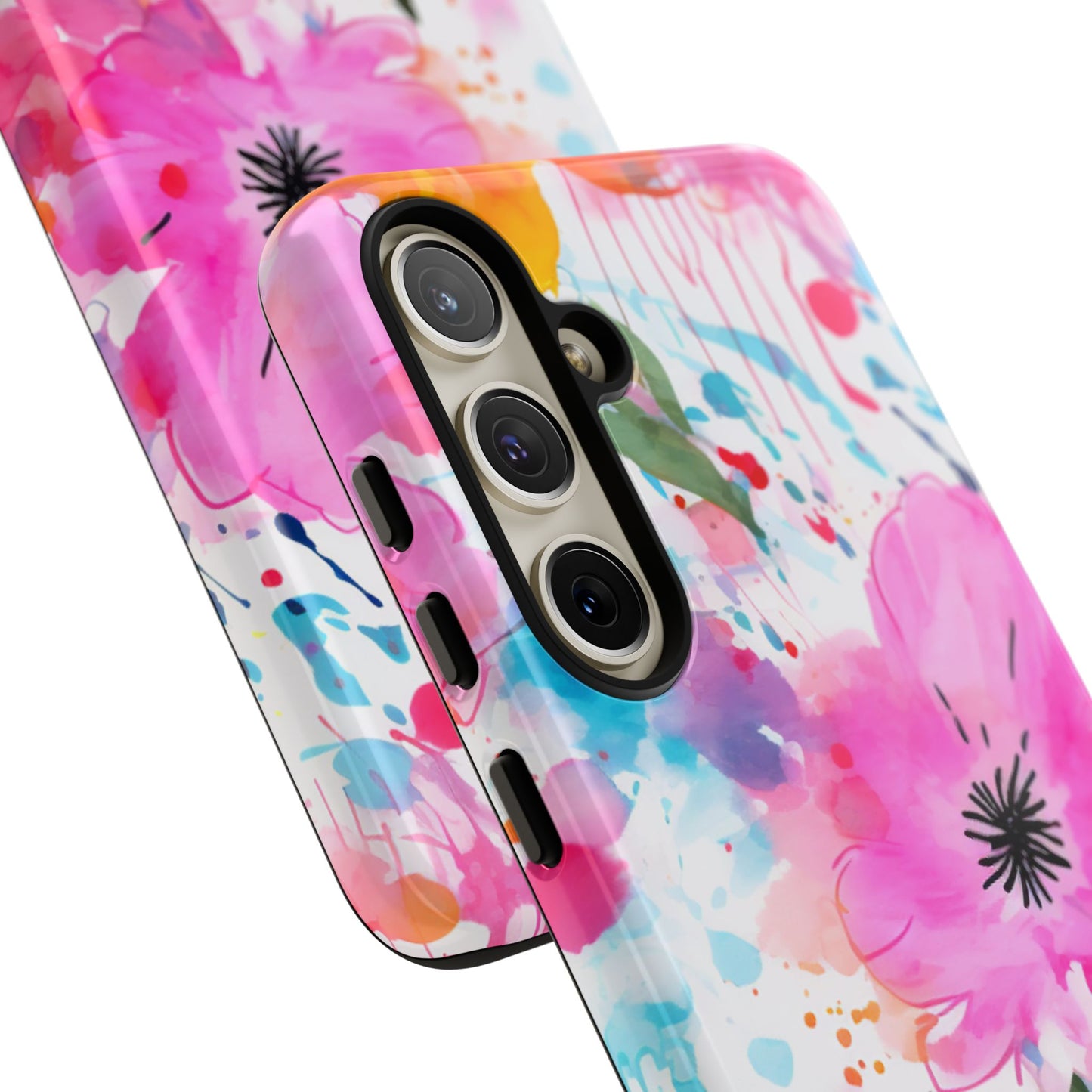 Color Splash Pink & Orange Watercolor Floral - Samsung Galaxy Case