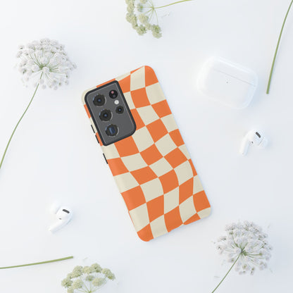 Wavy Retro Checkerboard Samsung Galaxy Case – Shockproof, Matte Finish, Dual-Layer Protection