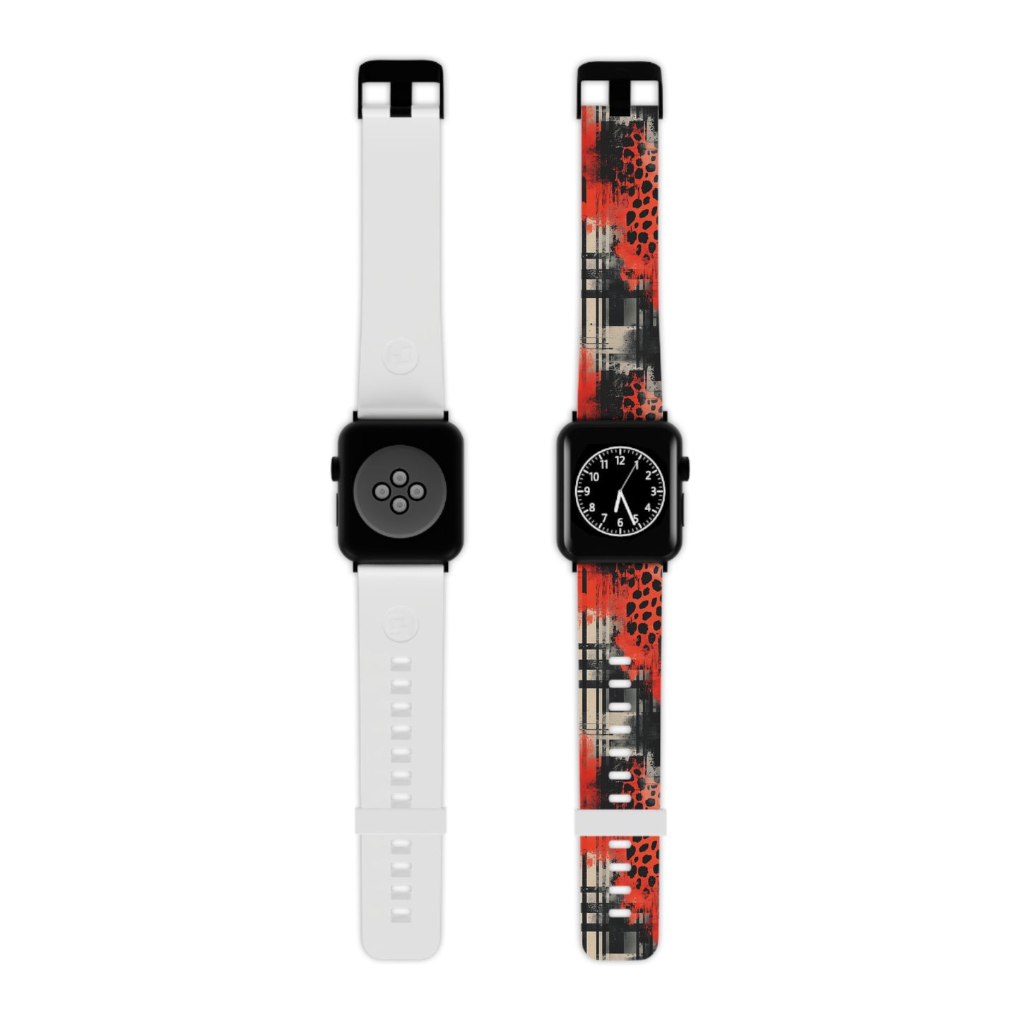 Cheetah Plaid Red & Black Pattern Apple Watch Band