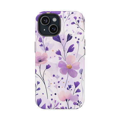 Purple Floral Bliss MagSafe iPhone Case – Delicate Blossom Design