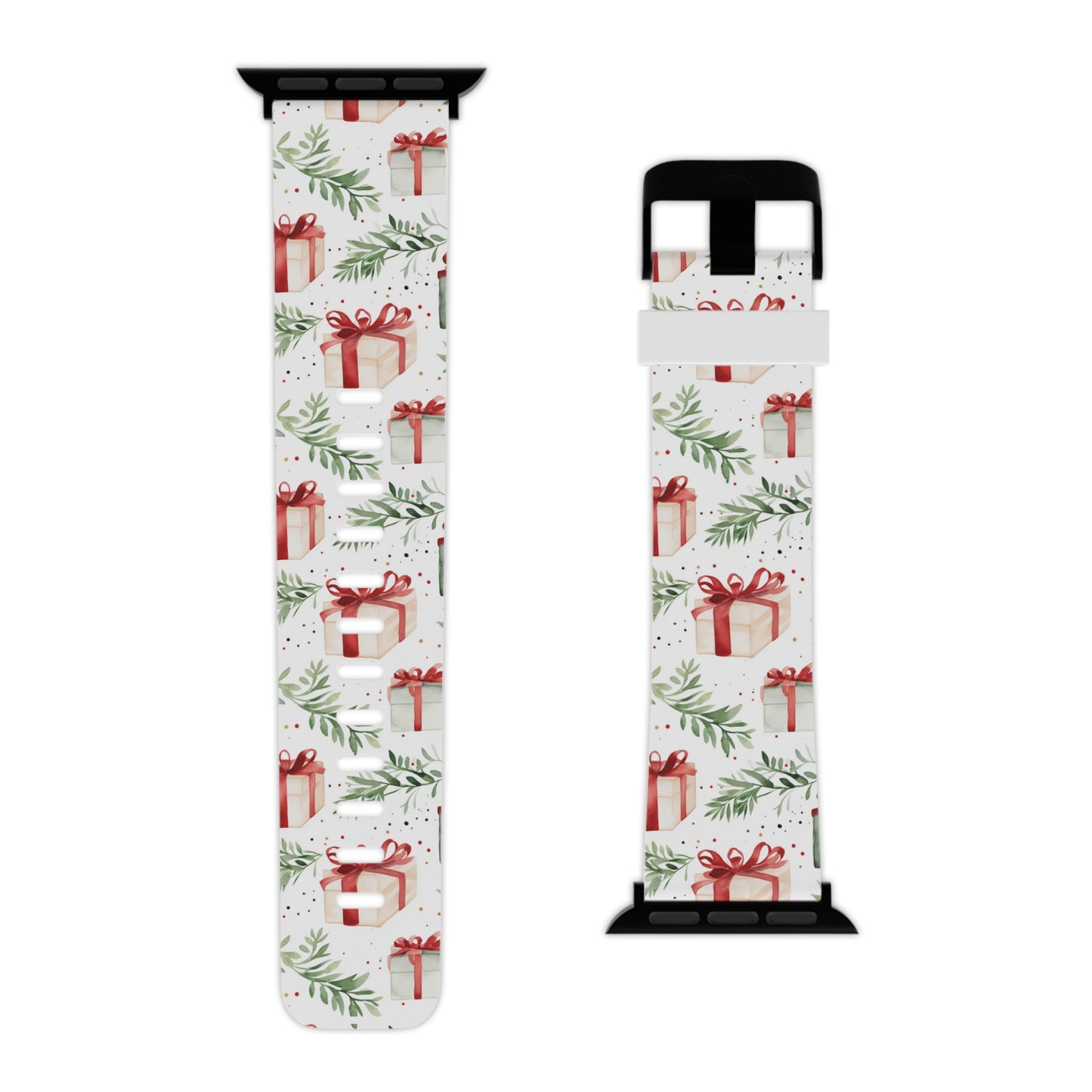 Watercolor Holiday Gifts & Greenery Apple Watch Band