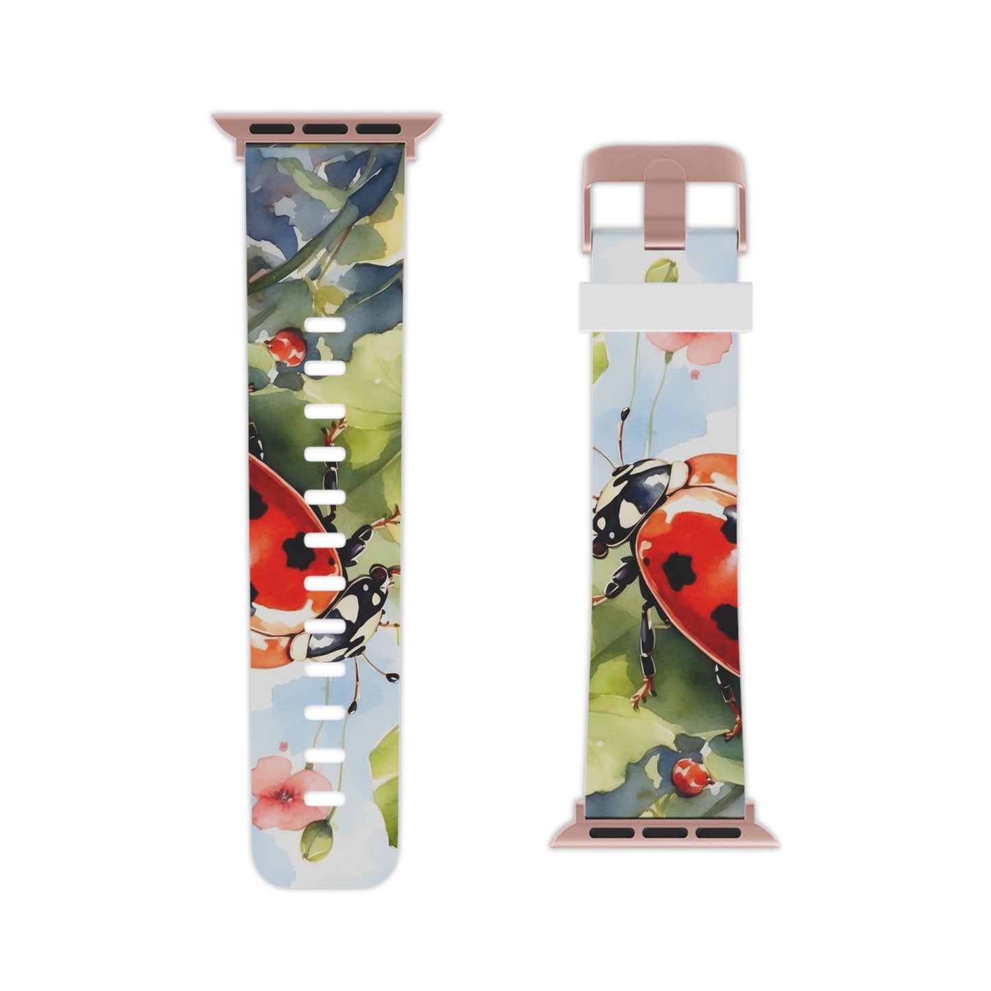 Watercolor Ladybug & Poppy Fields Apple Watch Band