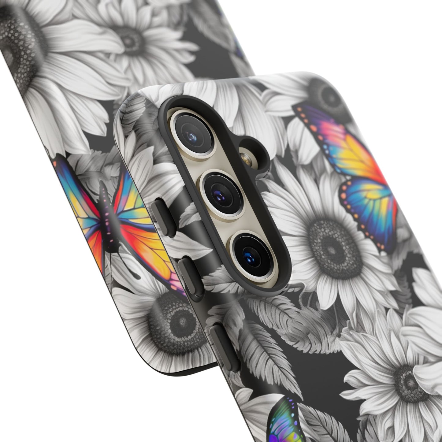 Rainbow Butterflies & Monochrome Sunflowers – Samsung Galaxy Case