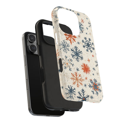 Rustic Orange and Blue Snowflake Pattern – iPhone Series Case