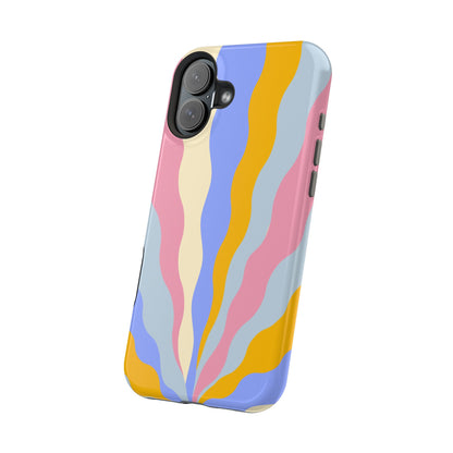 Pastel Radiance MagSafe iPhone Case – 70s-Inspired Dual-Layer Design with Wavy Sunburst Pattern